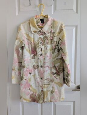 Kenzie NWOT Floral Cotton Lightweight Jacket Pink Yellow Tropical Print - 8